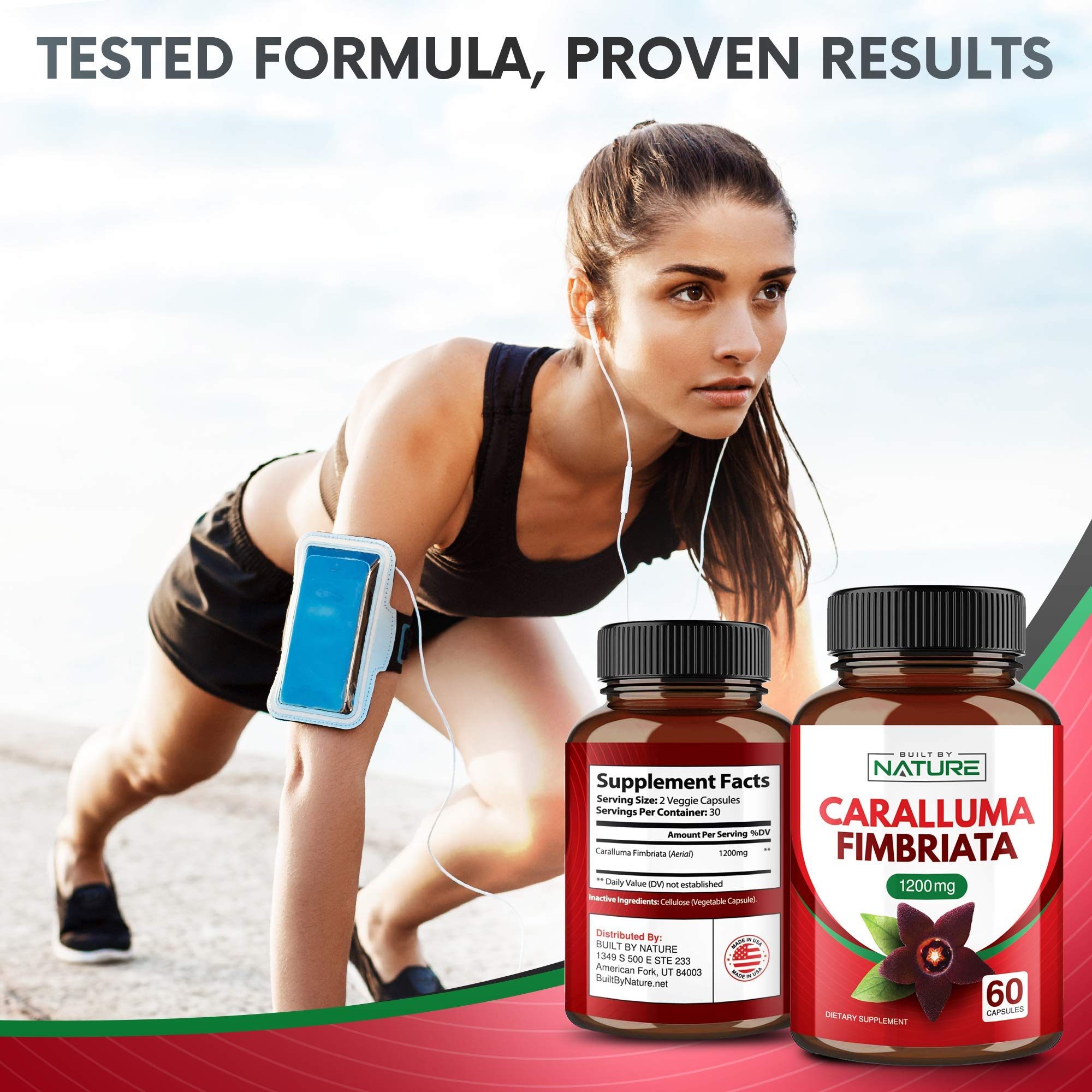 Caralluma Fimbriata Extract, 1200mg Maximum Strength Appetite Suppressant - Pure & Natural Weight Loss, Energy, and Mental Focus Support, Gluten-Free, Vegan, No Additives or Fillers, 60 Capsules
