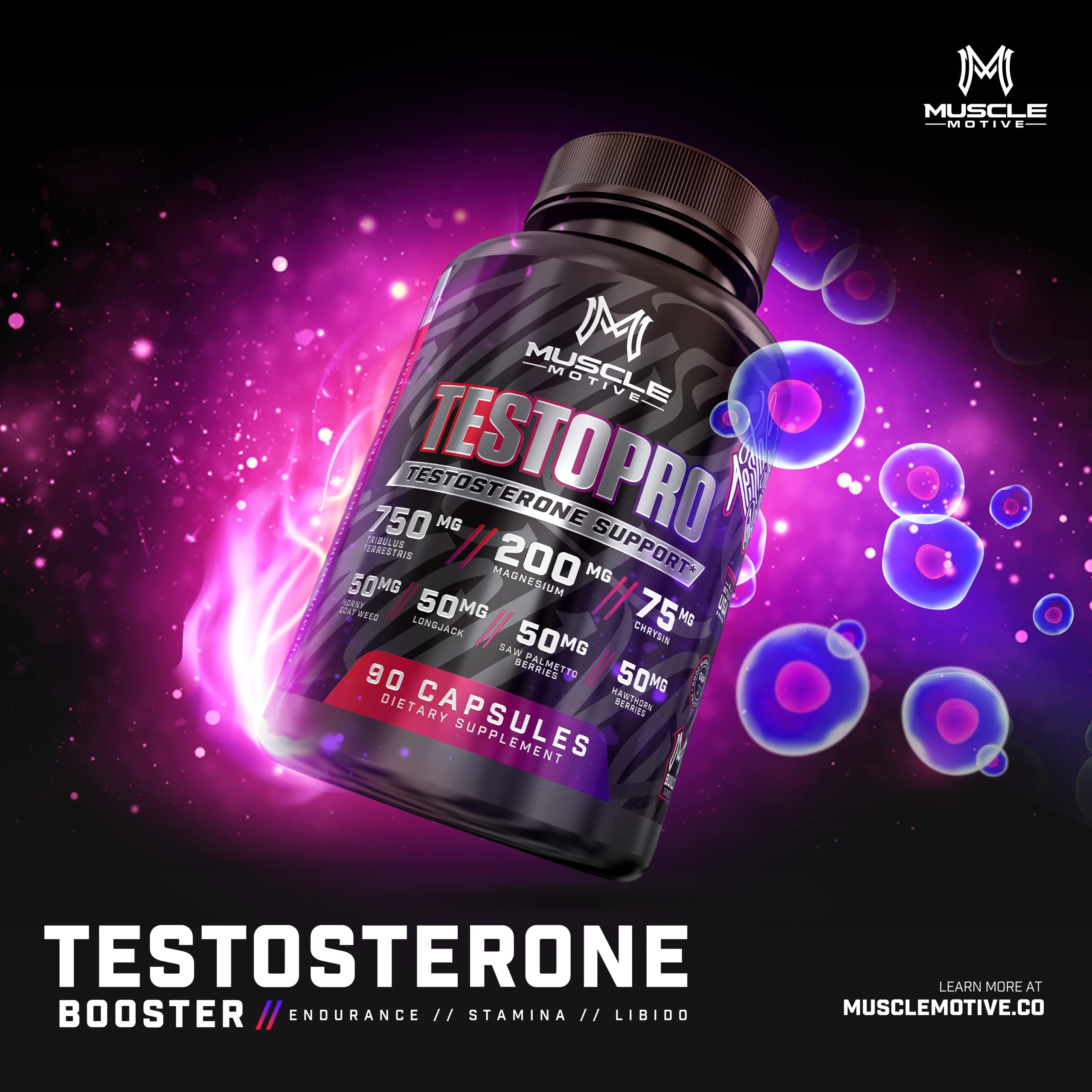 Testosterone Booster for Men – Max Strength Tribulus, Horny Goat Weed, Saw Palmetto, Longjack Tongkat Ali - Boost Stamina, Strength, Endurance, Energy, Vitality, & Muscle Growth – 90 Capsules