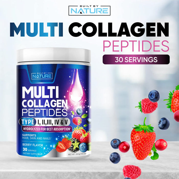 Collagen Powder, Hydrolyzed Type 1 & 3 Peptides, Grass-Fed Multi Collagen Complex Supplement, Healthy Hair, Skin, Nails, Bones & Joints, Keto & Paleo Friendly, Non-GMO, Berry Flavor – 30 Servings